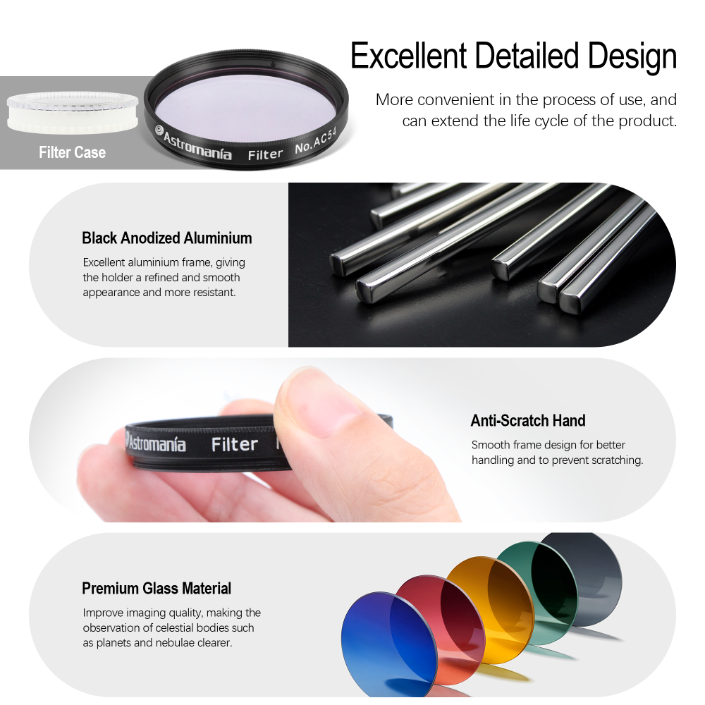 Astromania Telescope Filter 2 Inches, Moon Filter Aluminum Frame for Astronomical Telescope Eyepiece, Telescope Planetary Color filter Suitable for Enhancing Contrast in Lunar Observation - #AC54