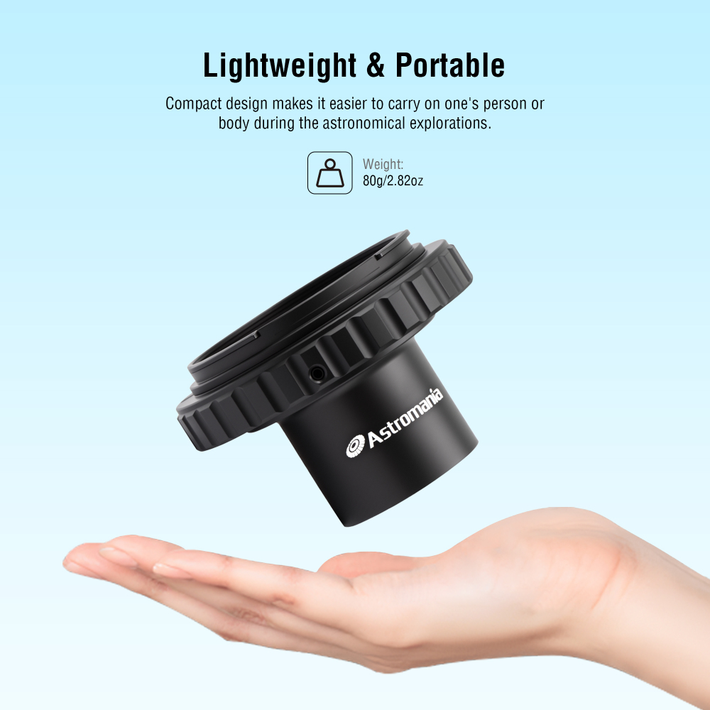 Astromania Telescope Camera Adapter, T2 T Ring and T Adapter M42x0.75 Male Thread to 1.25 Inches Telescope Photo Adapter, T-Mount Telescope Astrophotography Accessories for Canon EOS SLR/DSLR Camera