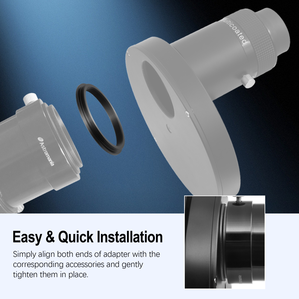 Astromania M54X0.75 Male to M48X0.75 Female Thread Telescope Adapter, Metal Aluminum Telescope Accessories for Mounting 2 Inch Filter Wheel to Astronomical Telescopes