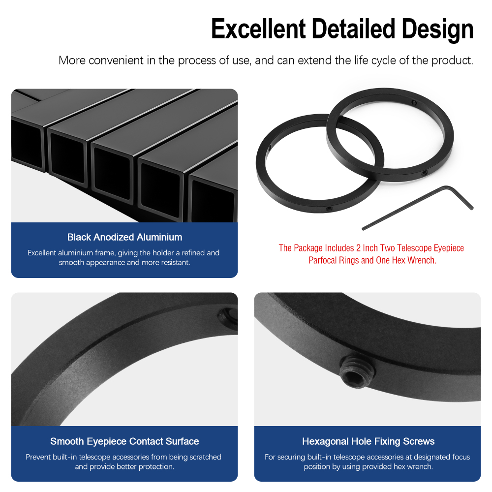 Astromania 2" Parfocal Telescope Eyepiece Rings, Set of Two
