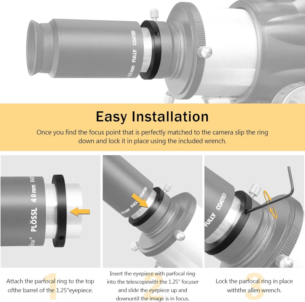Astromania 1.25" Telescope Eyepiece Parfocal Rings, Set of Three
