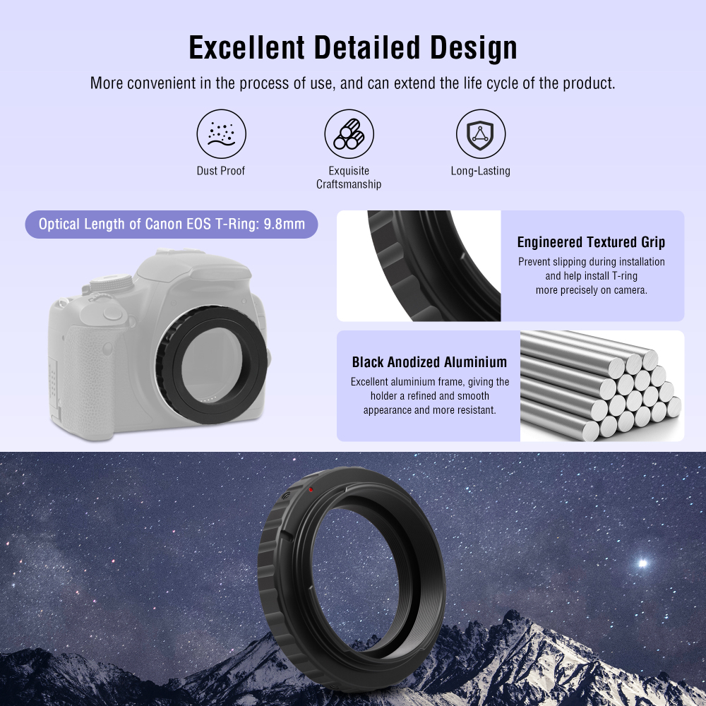 Astromania Metal T-ring Adapter for Canon EOS DSLR/SLR (Fits All Canon EOS SLR/DSLR Cameras)