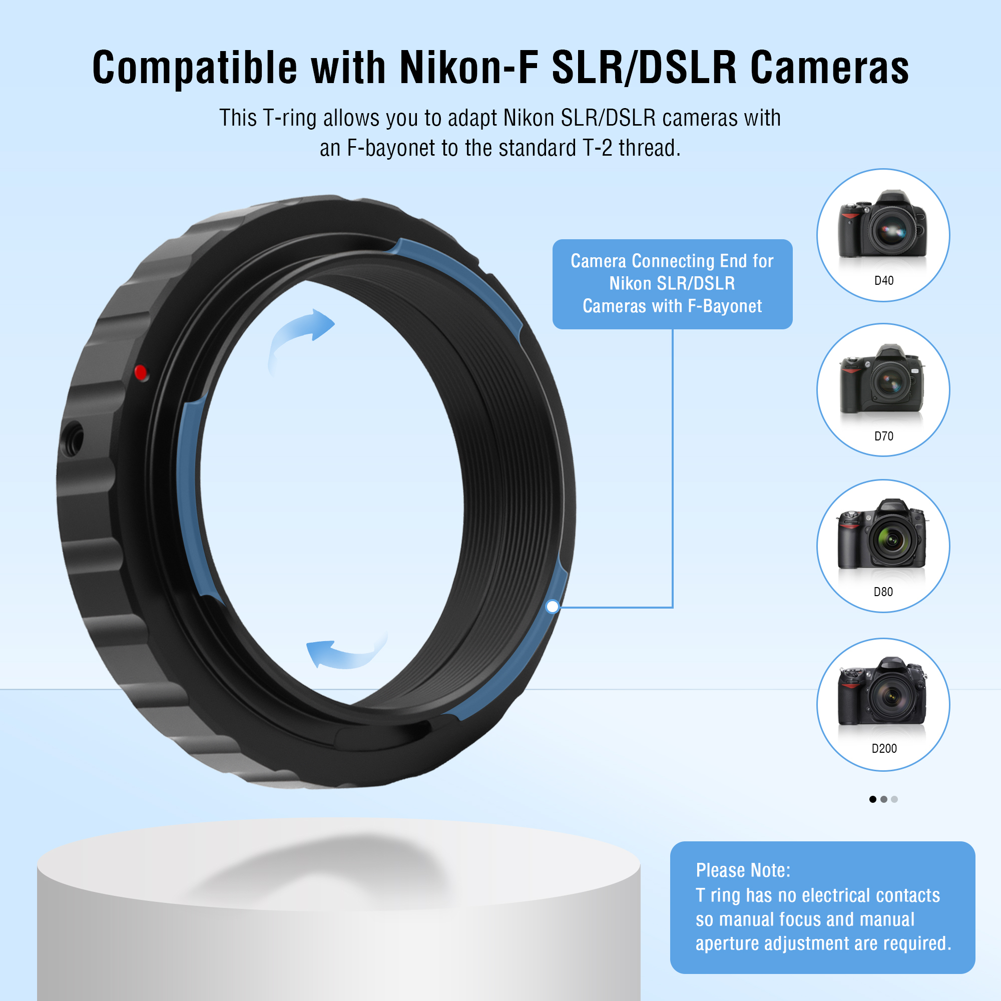 Astromania Metal T-ring Adapter for Nikon DSLR/SLR (Fits all Nikon DSLR/SLR Cameras)