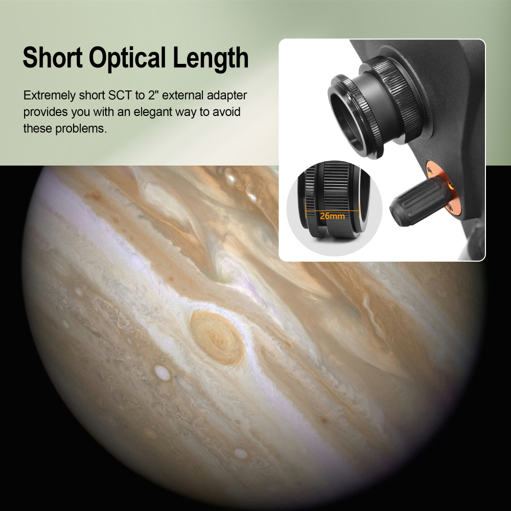 Astromania SCT Adapter for 2" SCT Diagonals - convert compatible push-in (refractor) type diagonals into a standard SCT diagonal
