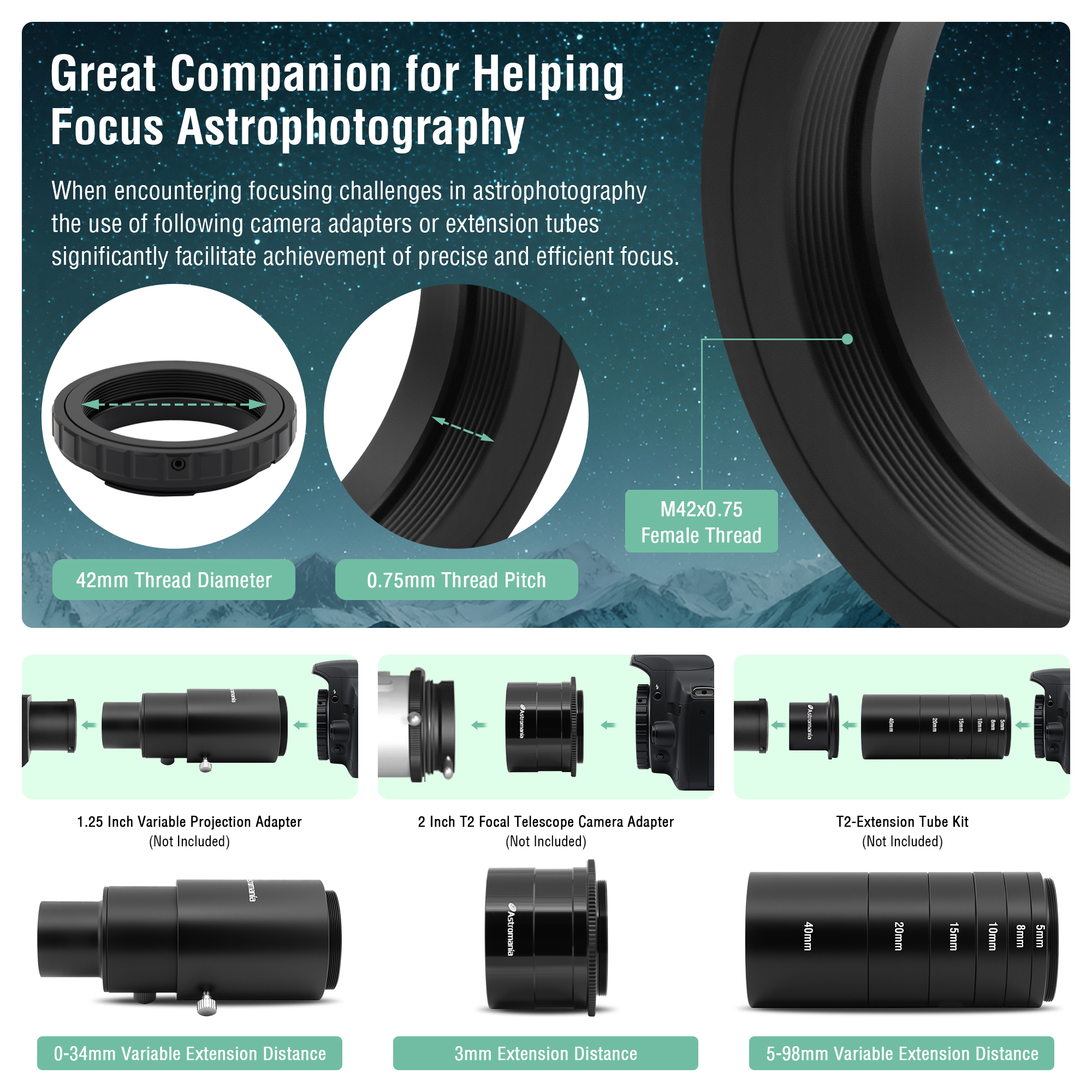 Astromania Telescope/spotting Scope Accessories T-ring for 42mm Pentax-k Camera
