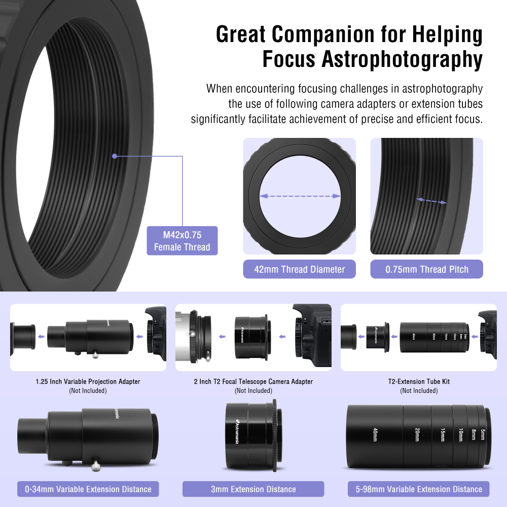 Astromania Metal T-ring Adapter for Canon EOS DSLR/SLR (Fits All Canon EOS SLR/DSLR Cameras)
