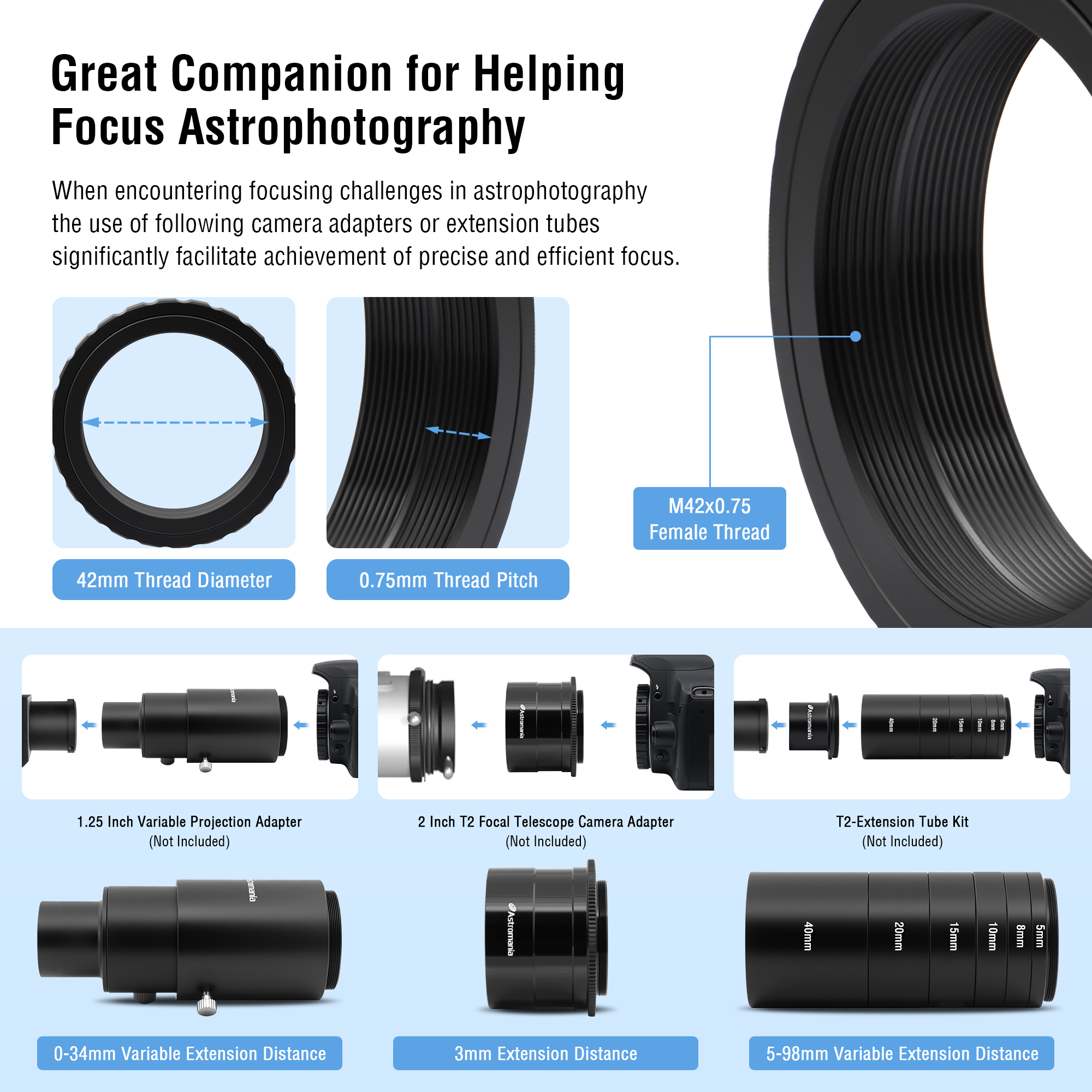 Astromania Metal T-ring Adapter for Nikon DSLR/SLR (Fits all Nikon DSLR/SLR Cameras)