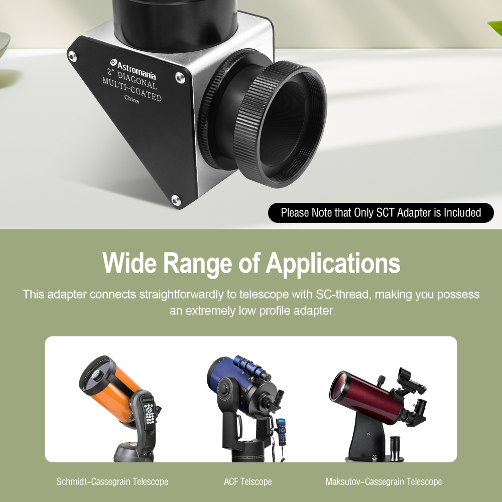 Astromania SCT Adapter for 2" SCT Diagonals - convert compatible push-in (refractor) type diagonals into a standard SCT diagonal