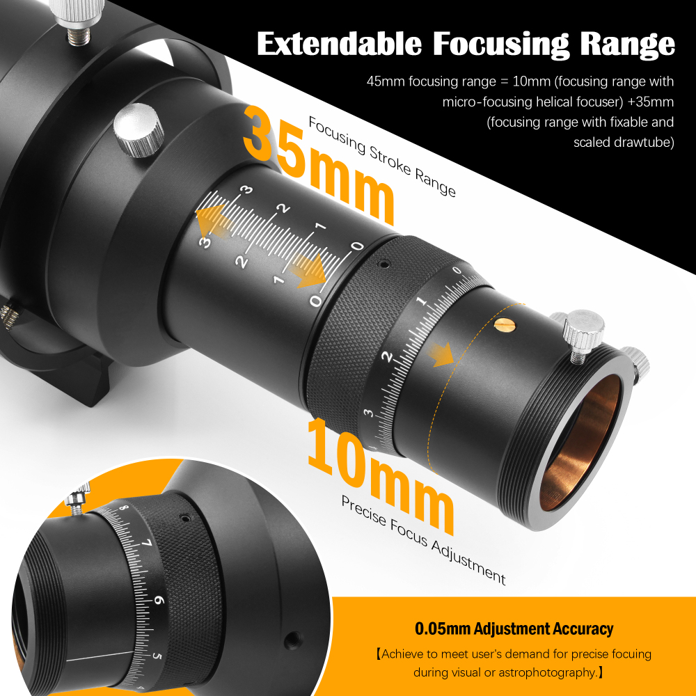 Astromania Guide Scope 60mm Compact Deluxe Finder Guide Scope Kit with Double Helical Focuser Compatible with 1.25 inch Eyepiece for Astronomical Telescope & Auto Guiding Cameras for Astrophotography