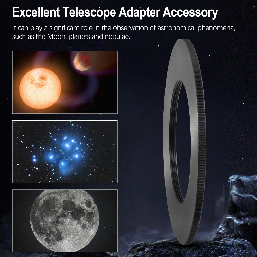 Astromania M48x0.75 Female Rotation Lock Ring Telescope Adapter, Metal Aluminum Telescope Accessories to Mount to Adapter with M48/2 Inch Male Thread for Astronomical Telescope