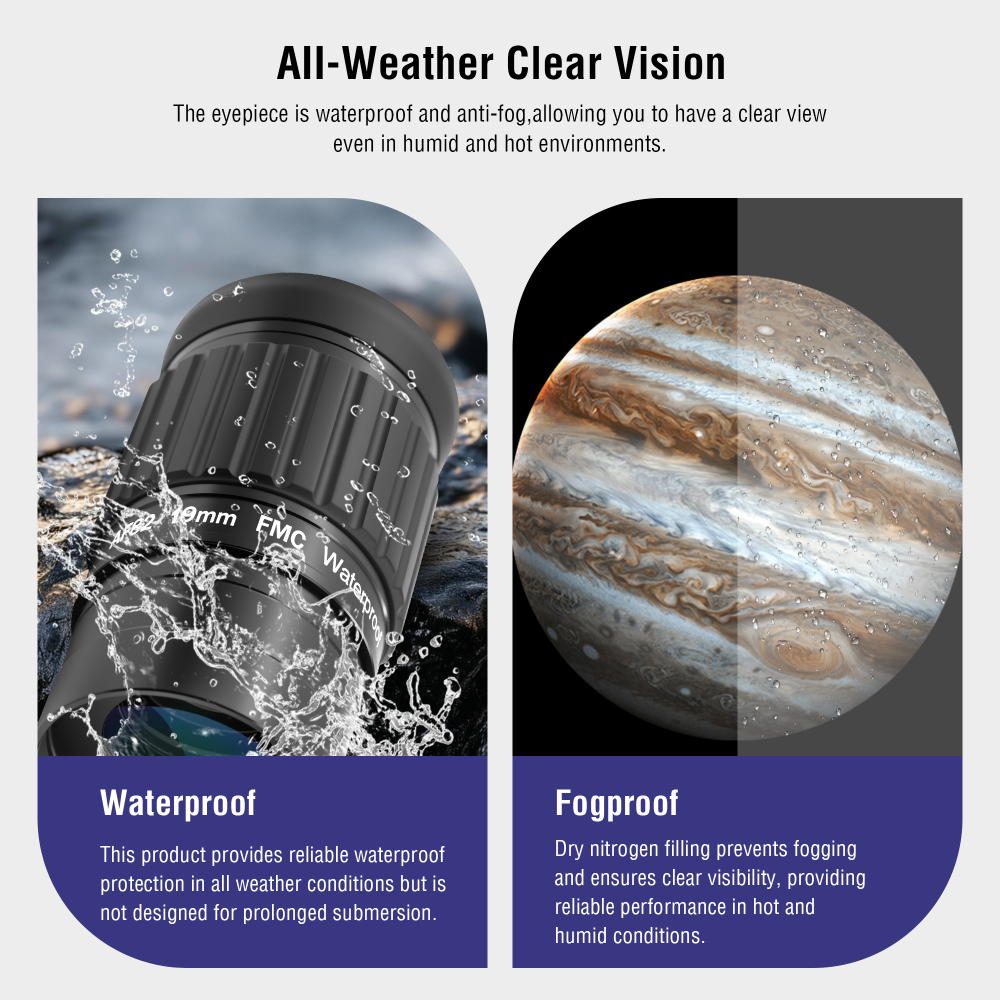 Astromania 2"-82 Degree SWA-19mm compact eyepiece, Waterproof & Fogproof - allows any water enter the interior and enjoy an unobstructed view