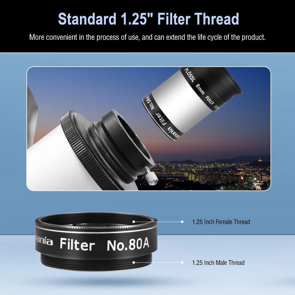 Astromania Telescope Eyepiece Filte Set 1.25 Inches, 4 Pcs Telescope Color Filter Set Including Red Yellow Green Blue, Eyepieces Filters Ideal Telescope Accessory for Planetary Moon Detail Observation