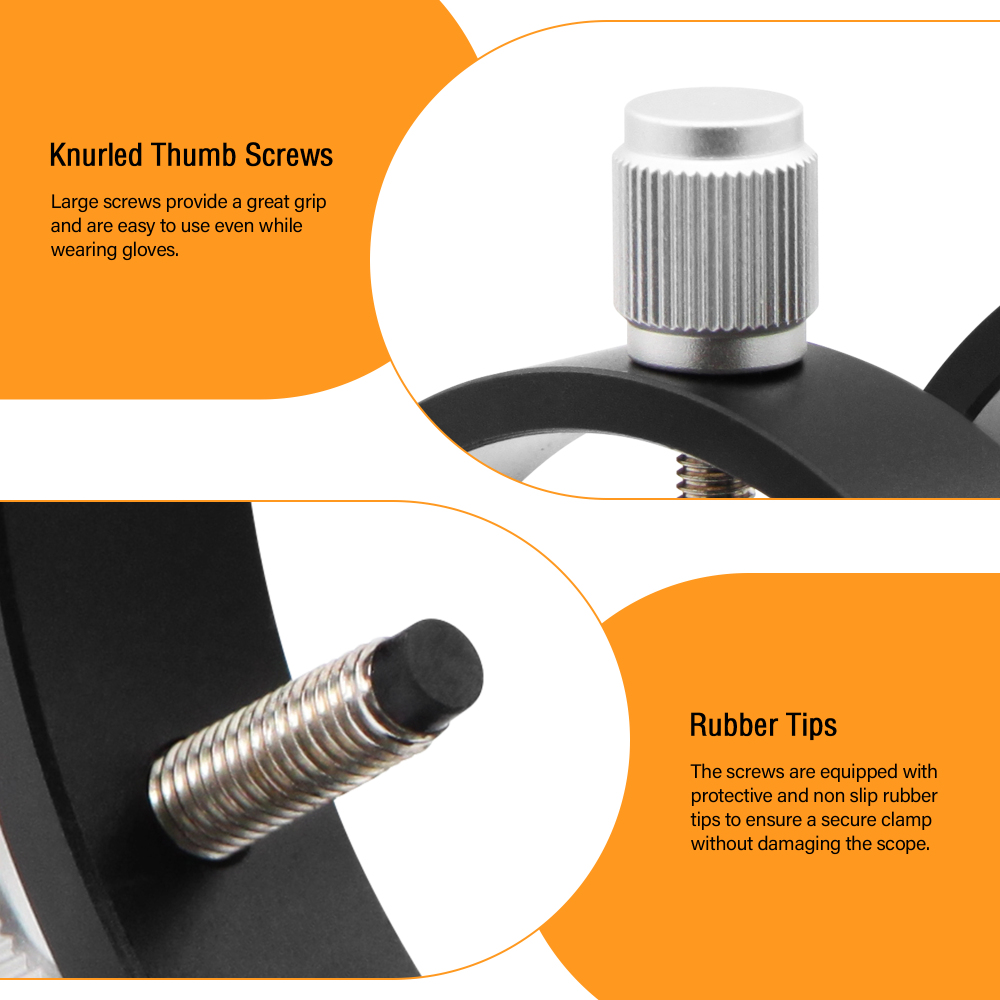 Astromania Adjustable Guiding Scope Ring Set with Plate - 69 mm inside diameter (pair) - for telescope tube diameter or finders 43 to 68mm