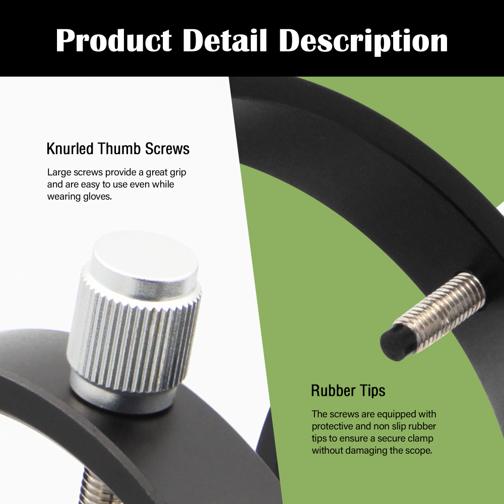 Astromania Adjustable Guiding Scope Ring Set with Plate - 90 mm inside diameter (pair) - for telescope tube diameter or finders 63 to 89mm