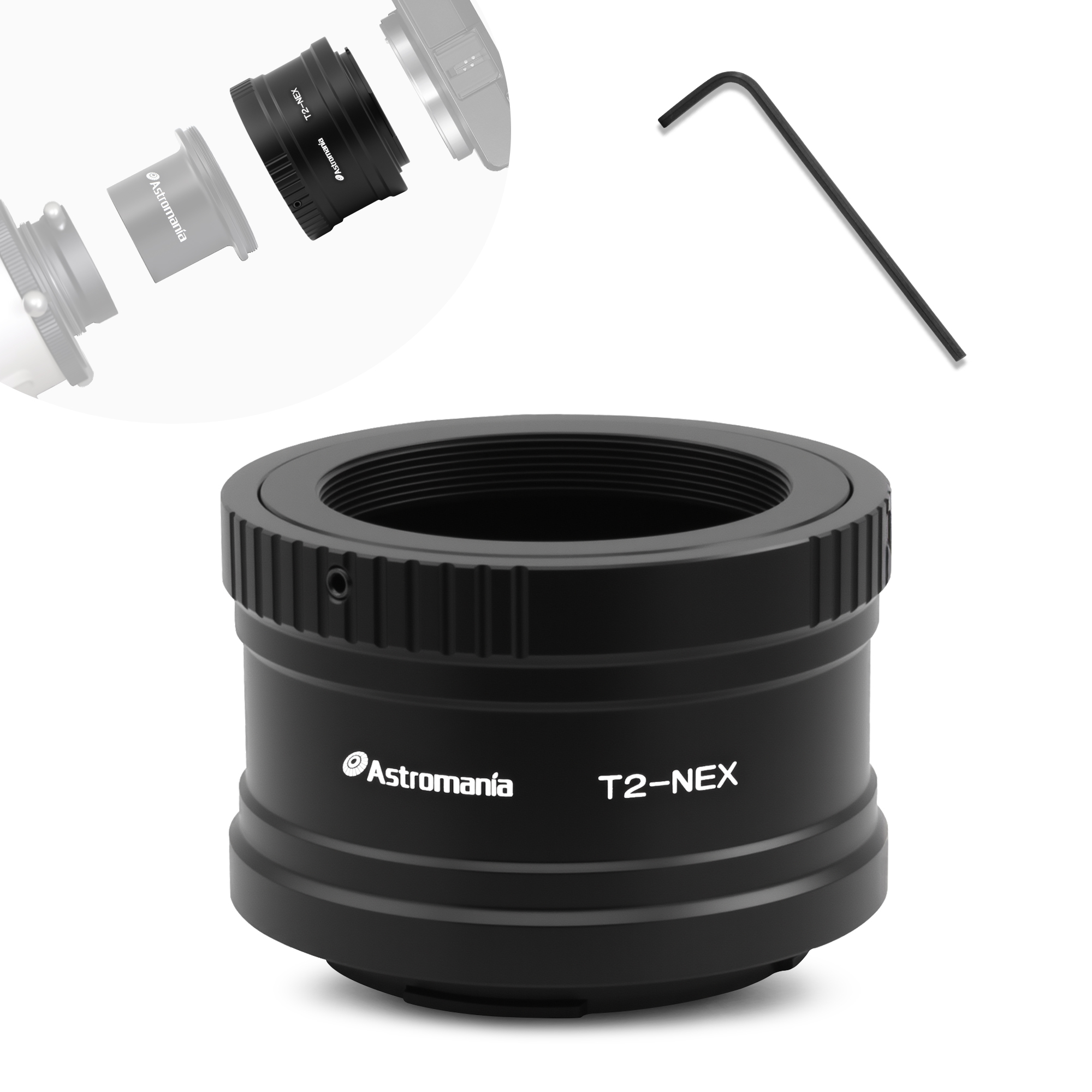 Astromania T/T2 Lens Mount Adapter Ring for Sony-NEX Camera - Precision machined T2 adaptor ring for all Sony NEX compact system cameras