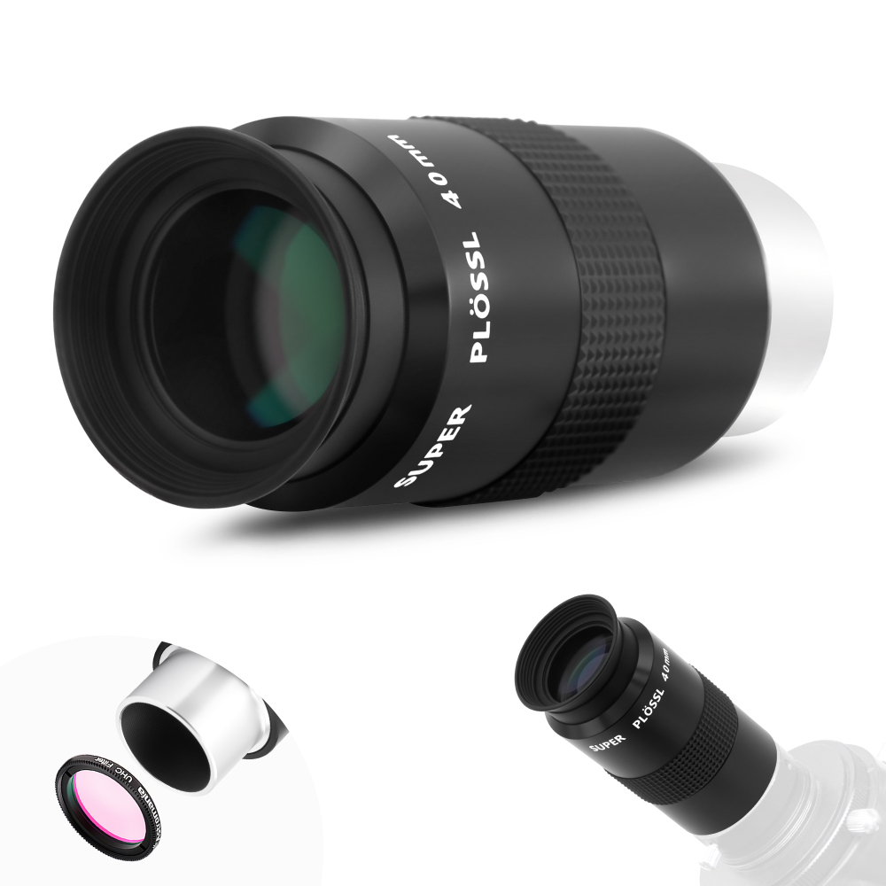 Astromania Telescope Eyepiece 40mm, Super Plossl Telescope Eyepiece 1.25 Inch 5 Element Fully MultiCoated Metal 46 Degree Apparent Field, Telescope Accessory with Filter Thread for Astronomy Telescope