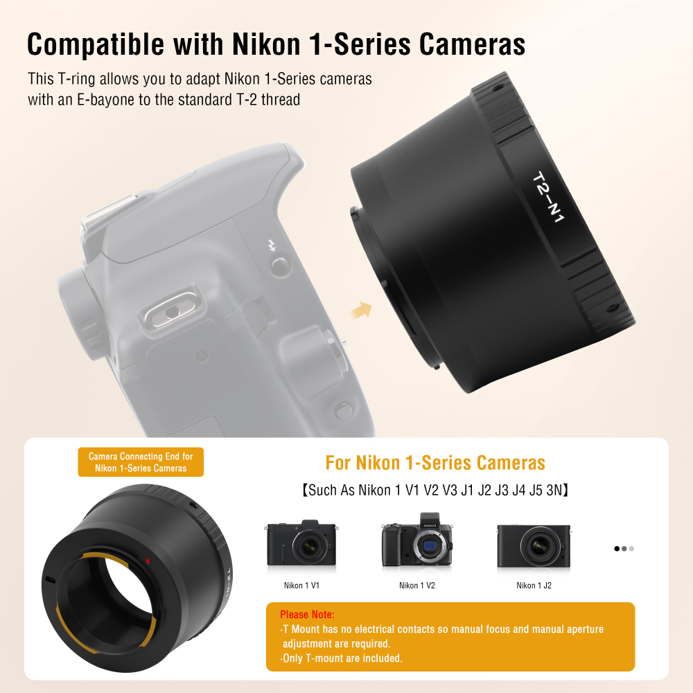 Astromania T2 N1 T Mount Lens Adapter for Nikon 1 Series Camera V1 V2 V3 J1 J2 J3 J4 J5