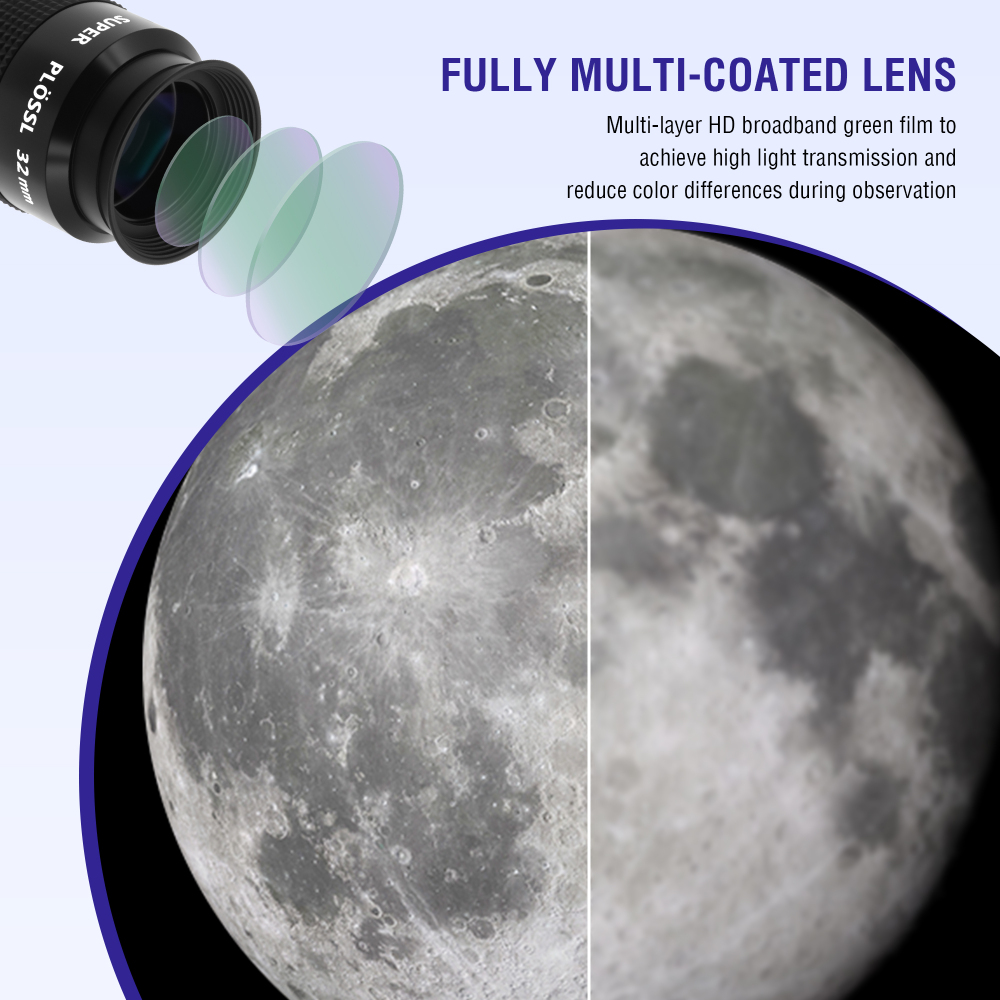 Astromania Telescope Eyepiece, 52 Degree Super Plossl Telescope Eyepiece 32mm, Fully Multi-Coated Telescope Lense with Filter Thread, 1.25 Inches Telescope Accessories for Moon & Planetary Observation