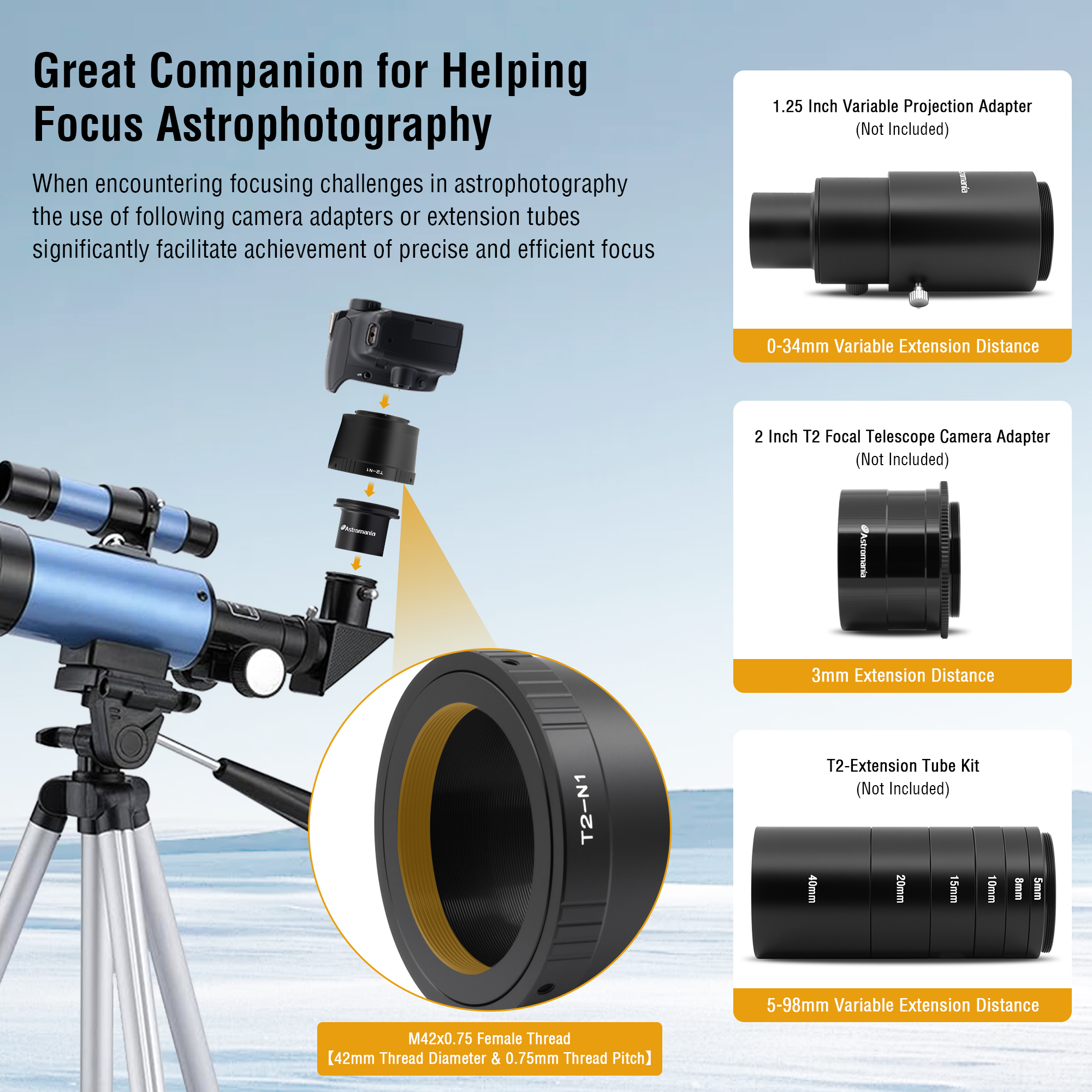 Astromania T2 N1 T Mount Lens Adapter for Nikon 1 Series Camera V1 V2 V3 J1 J2 J3 J4 J5
