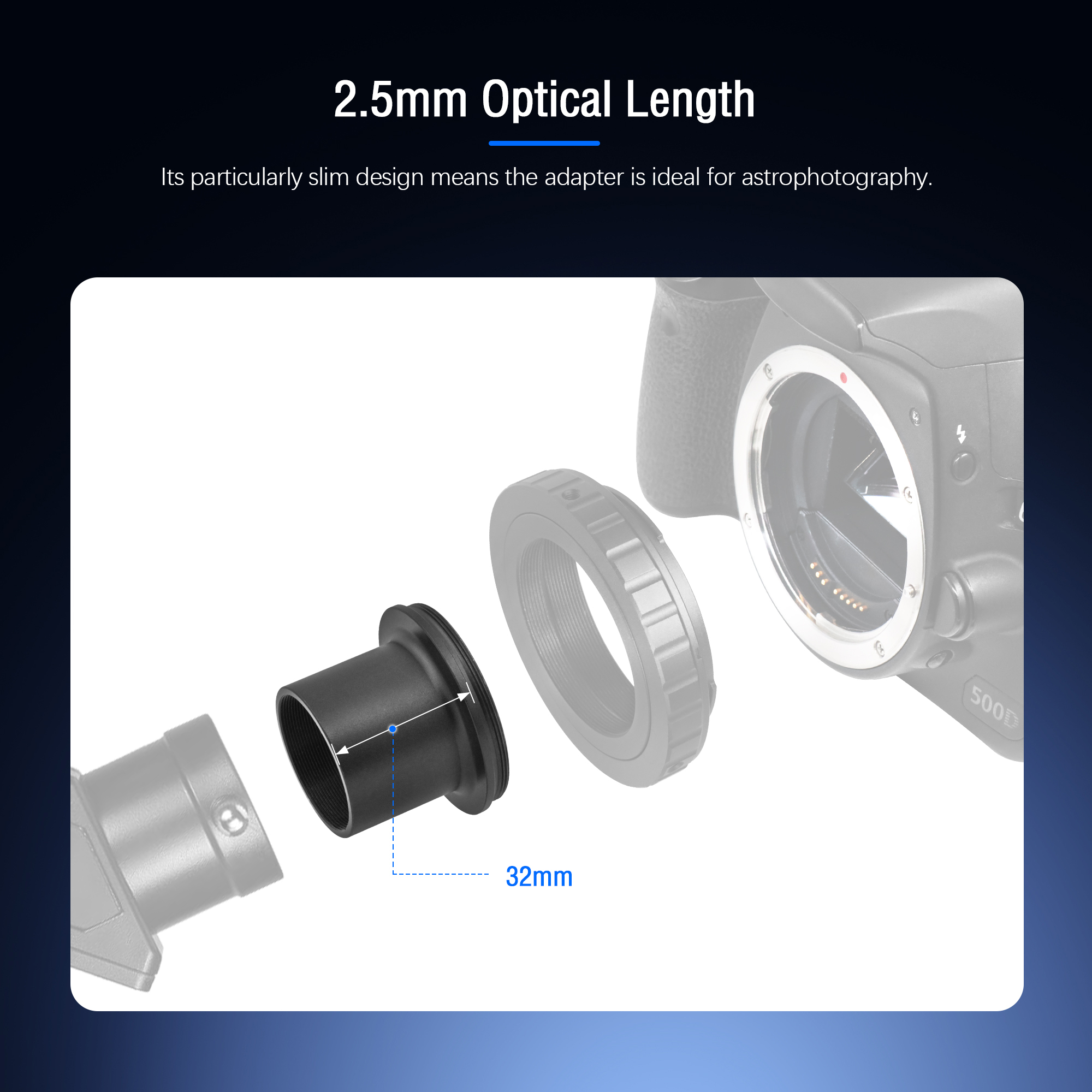Astromania 1.25" T-Adapter - Can Use Together with T-ring - Connect a DSLR or SLR Camera to a telescope