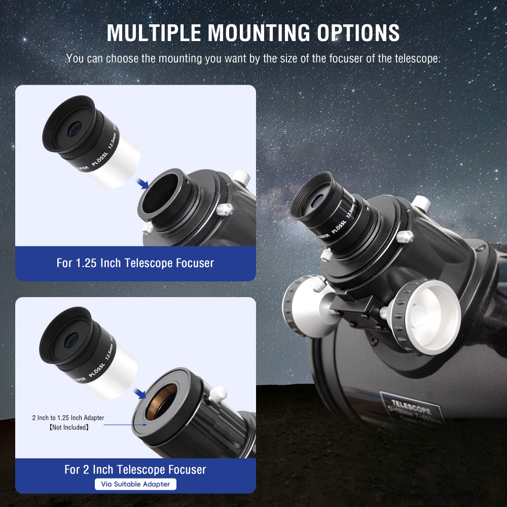 Astromania 1.25 Inch Eyepiece for Telescope 12.5mm, Telescope Accessories Super Plossl Eyepiece 52 Degree Field of View with Fully Multi-Coated 5 Element & Filter Thread for Astronomical Telescopes