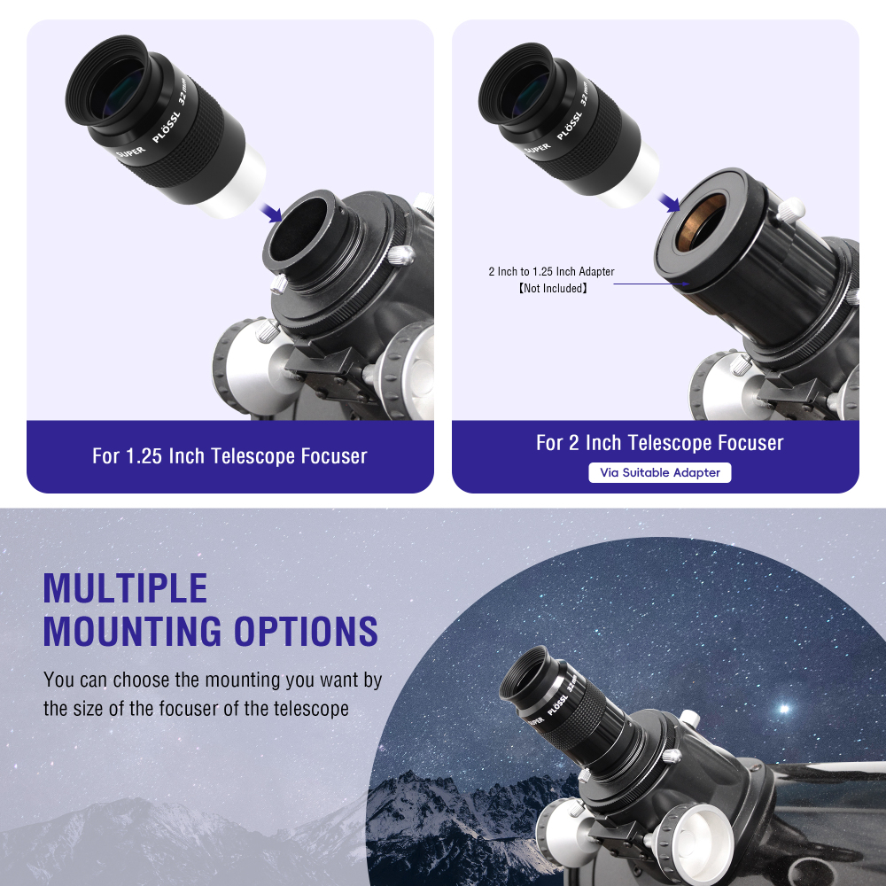 Astromania Telescope Eyepiece, 52 Degree Super Plossl Telescope Eyepiece 32mm, Fully Multi-Coated Telescope Lense with Filter Thread, 1.25 Inches Telescope Accessories for Moon & Planetary Observation