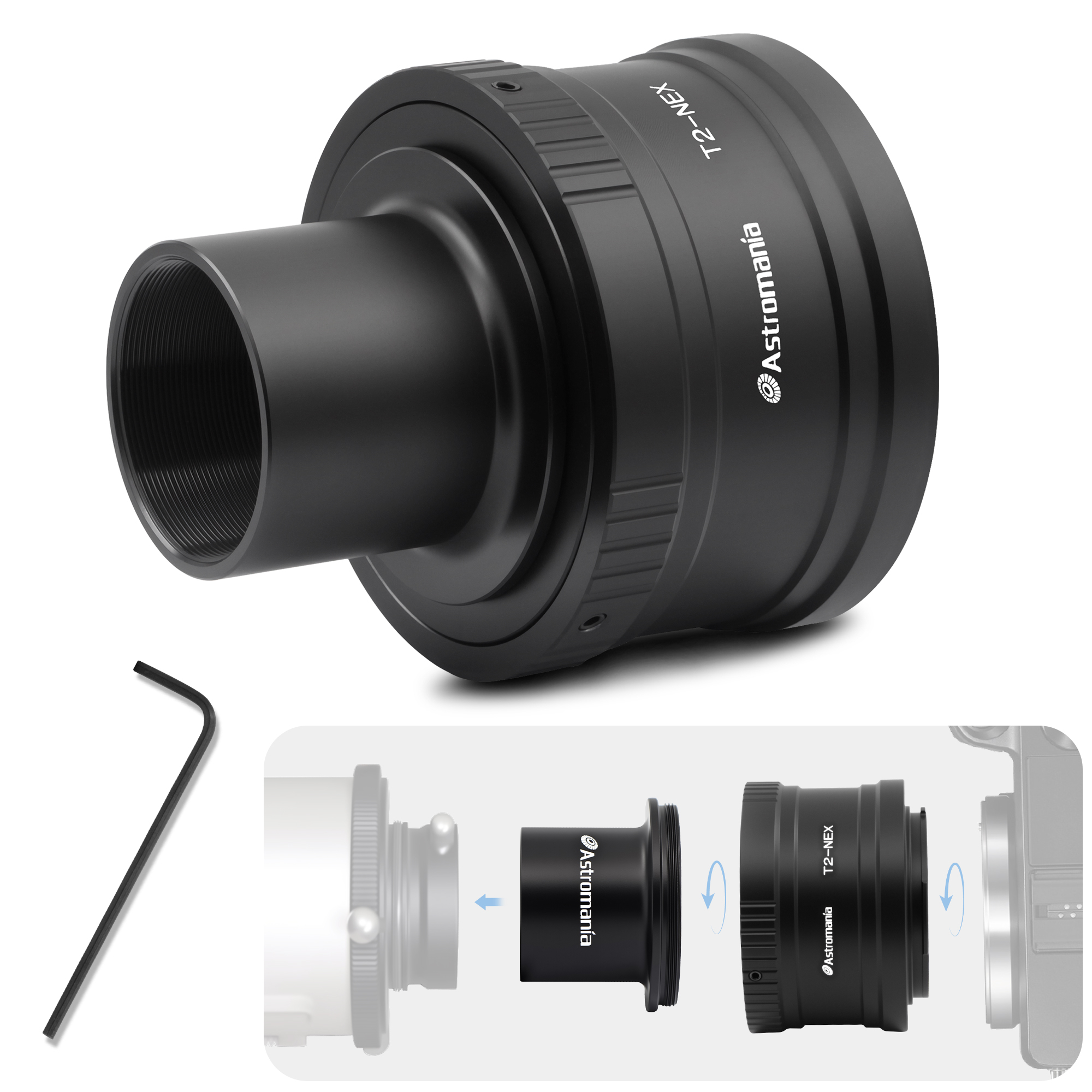 Astromania T/T2 Lens Mount Adapter Ring and M42 to 1.25" Telescope Adapter (T-mount) for Sony-NEX Camera-for all Sony NEX compact system cameras
