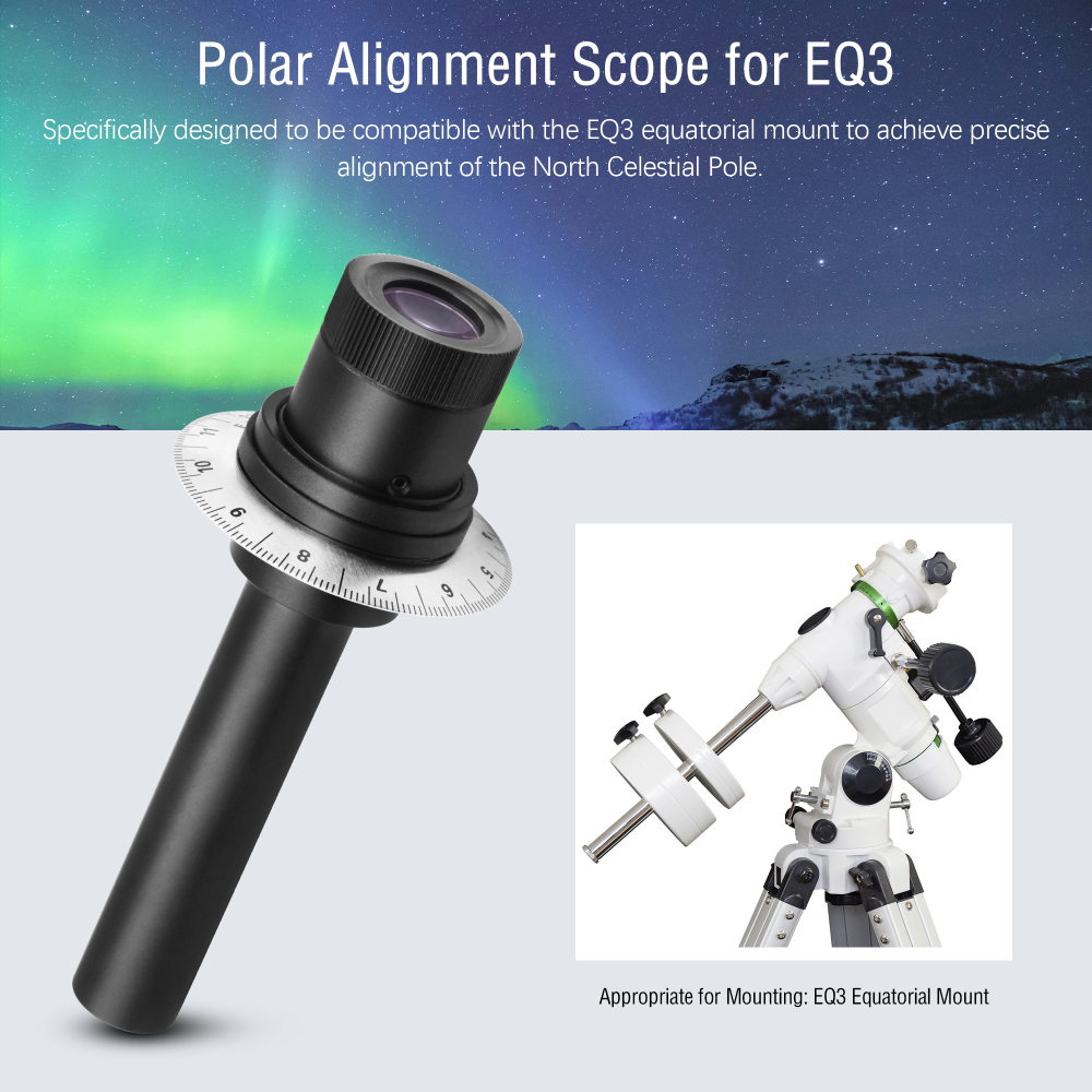 Astromania Polar Alignment Scope for EQ3, Telescope Accessories Polar Finder Quickly&Easily Correct Alignment of Equatorial Mount with The North Celestial Polar, Allow Long Exposure Astrophotography