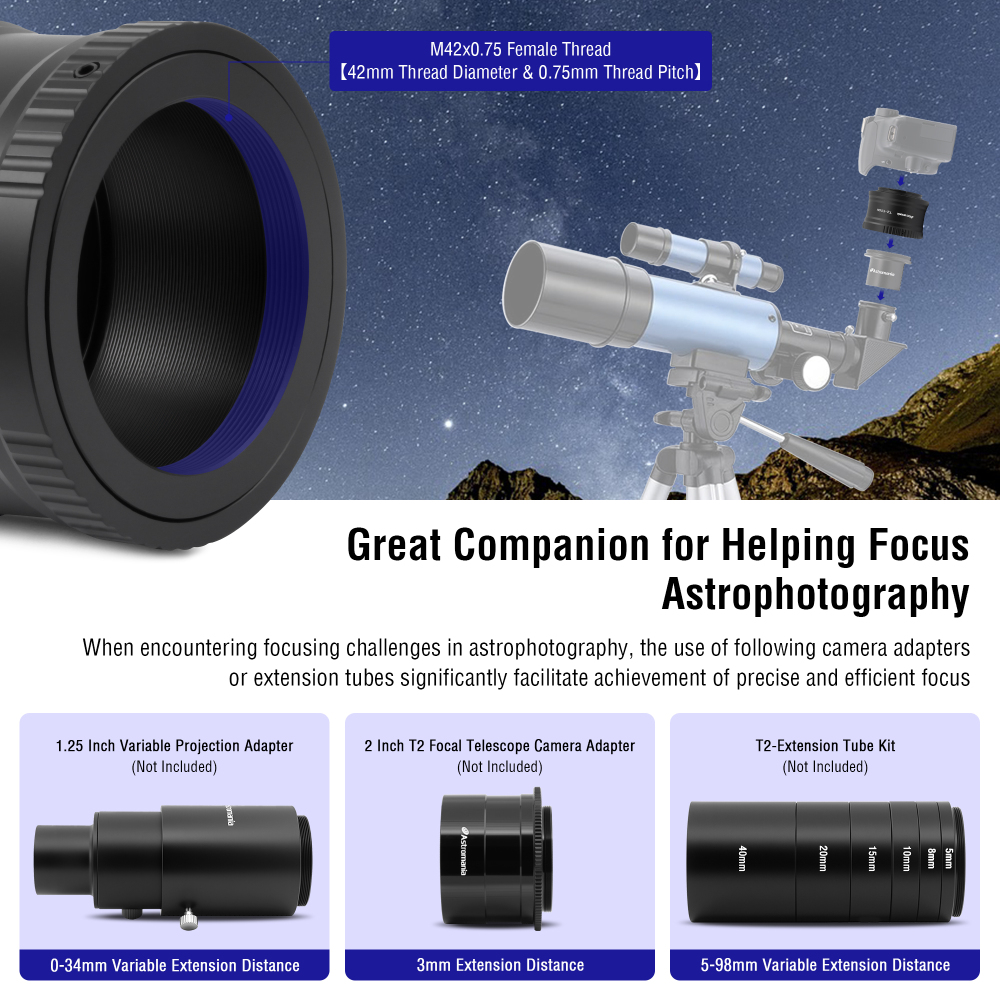 Astromania Canon EOS-M T2 Mount Lens Adapter for Canon EOS-M Camera System Telescope/spotting Scope Accessories