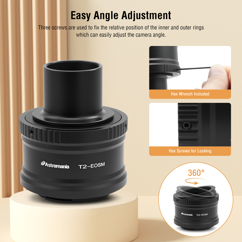 Astromania Canon EOS-M T2 Mount Lens Adapter and M42 to 1.25" Telescope Adapter(T-mount)for Canon EOS-M Camera Telescope/spotting Scope Accessories