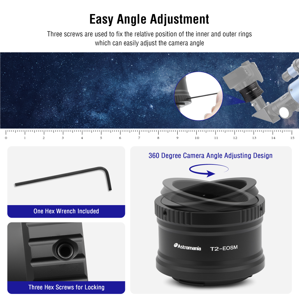 Astromania Canon EOS-M T2 Mount Lens Adapter for Canon EOS-M Camera System Telescope/spotting Scope Accessories