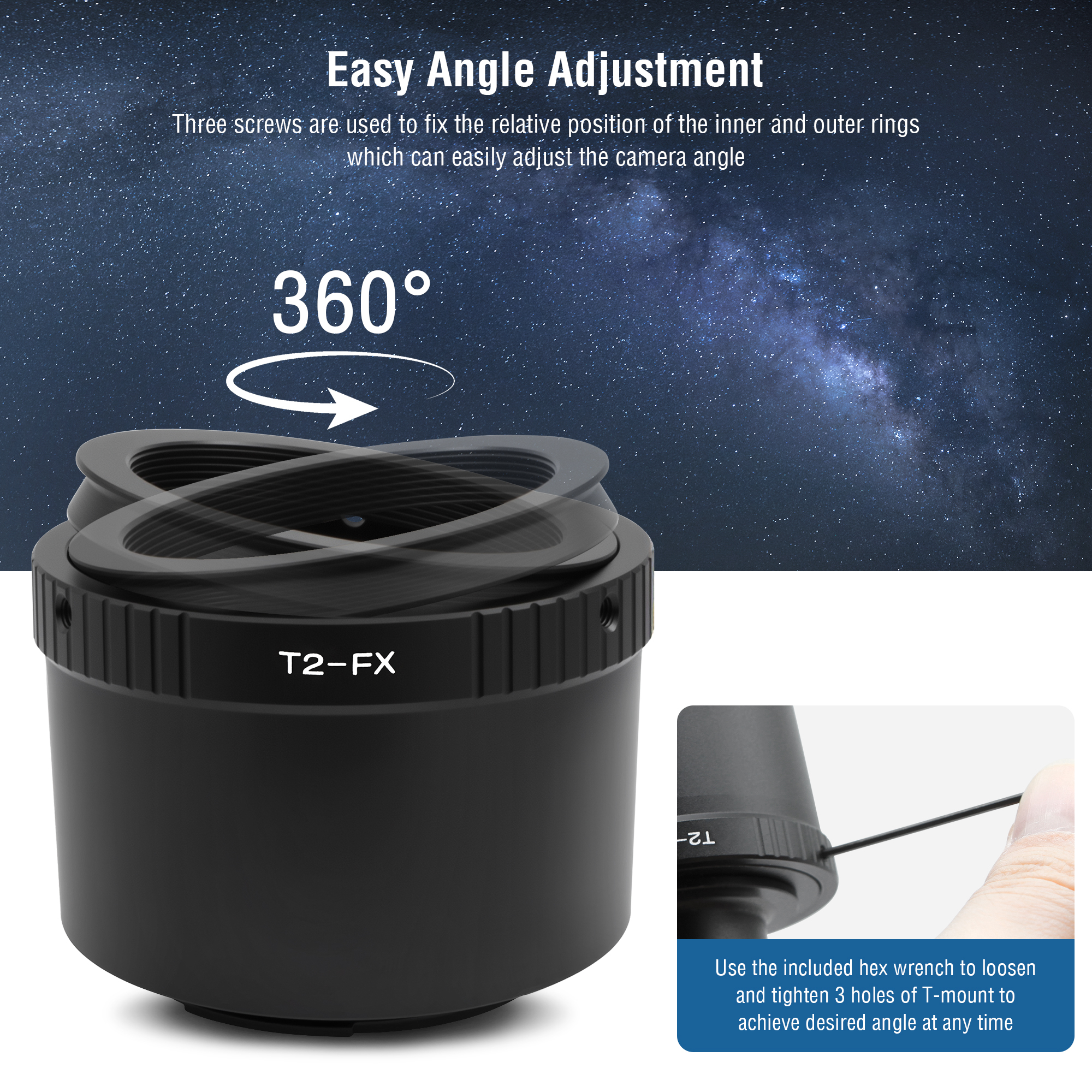 Astromania T T2 Lens to Fuji FX mount Camera adapter Universal screw in for X-T1 X-A1 X-E2 X-M1 X-E1 X-PRO1