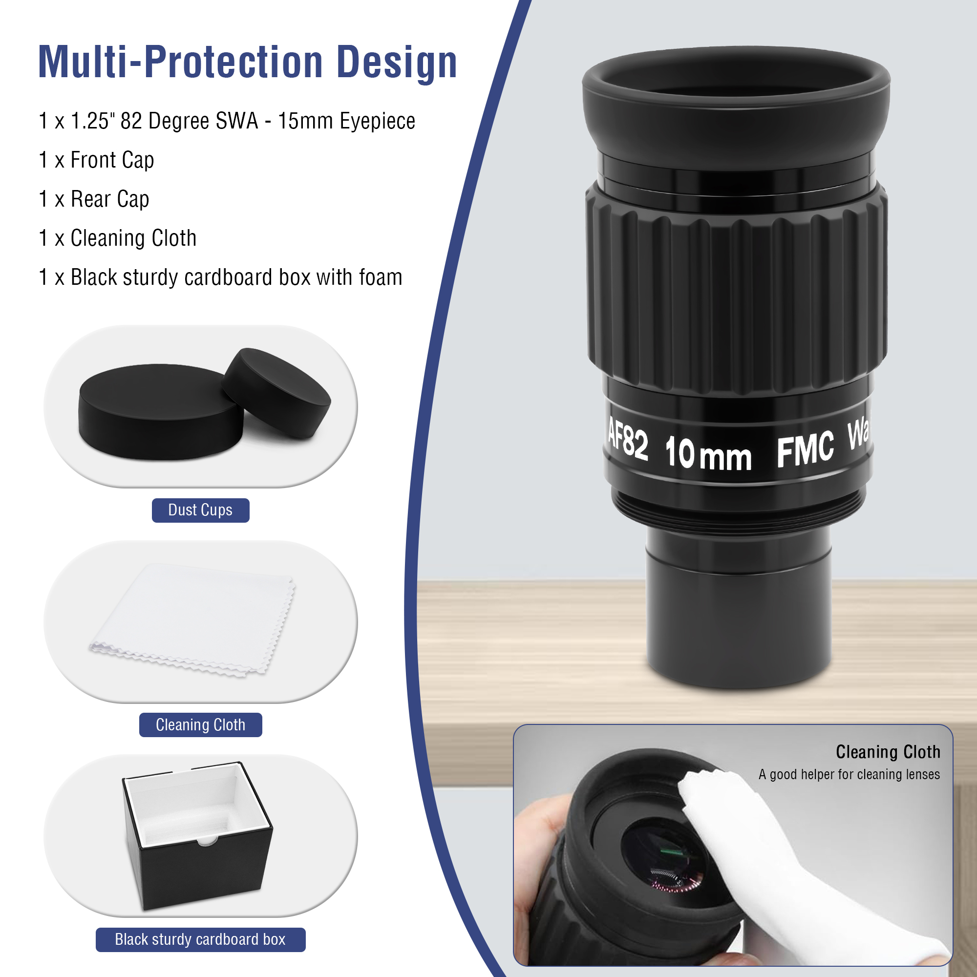 Astromania 1.25"-82 Degree SWA-10mm compact eyepiece, Waterproof & Fogproof - allows any water enter the interior and enjoy an unobstructed view