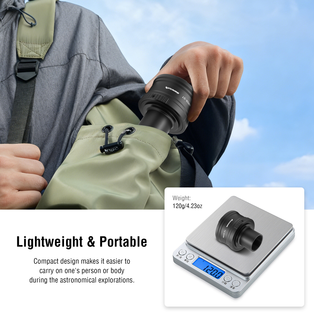 Astromania Canon EOS-M T2 Mount Lens Adapter and M42 to 1.25" Telescope Adapter(T-mount)for Canon EOS-M Camera Telescope/spotting Scope Accessories