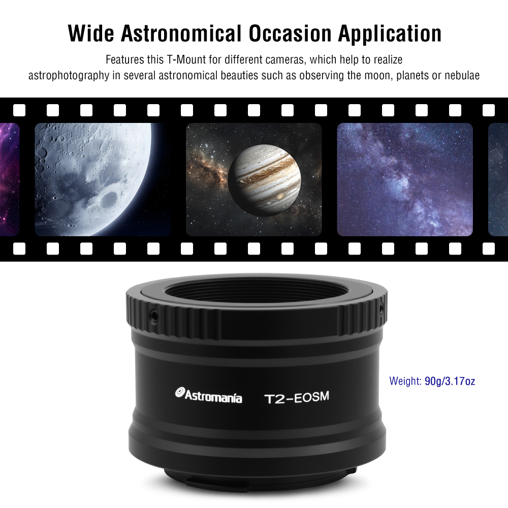 Astromania Canon EOS-M T2 Mount Lens Adapter for Canon EOS-M Camera System Telescope/spotting Scope Accessories