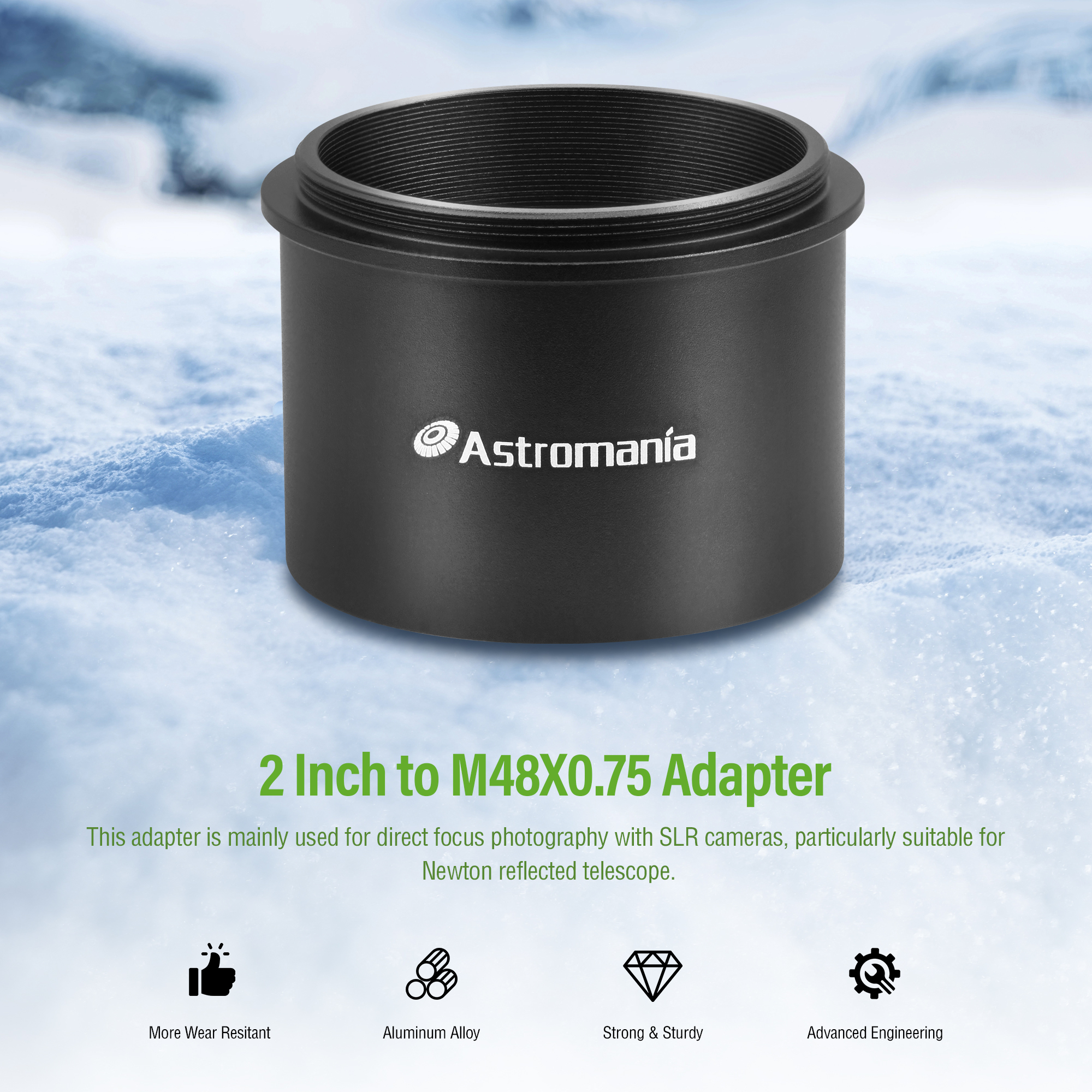 Astromania 2" 2 inch to M48X0.75 Adapter For Telescope Eyepiece Lens