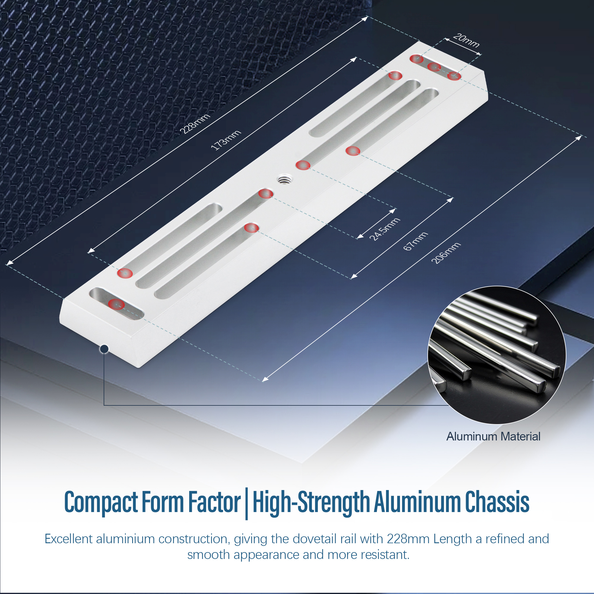 Astromania DeLuxe Dovetail Plate Dovetail Rail with 228 mm length - Vixen Style - you can easily balance the telescope by shifting