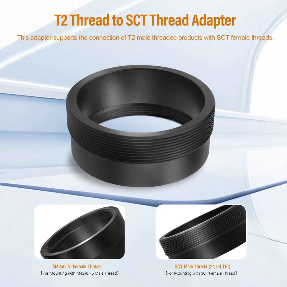 Astromania M42X0.75 female to SCT male thread (2", 24 TPI) Telescope Adapter