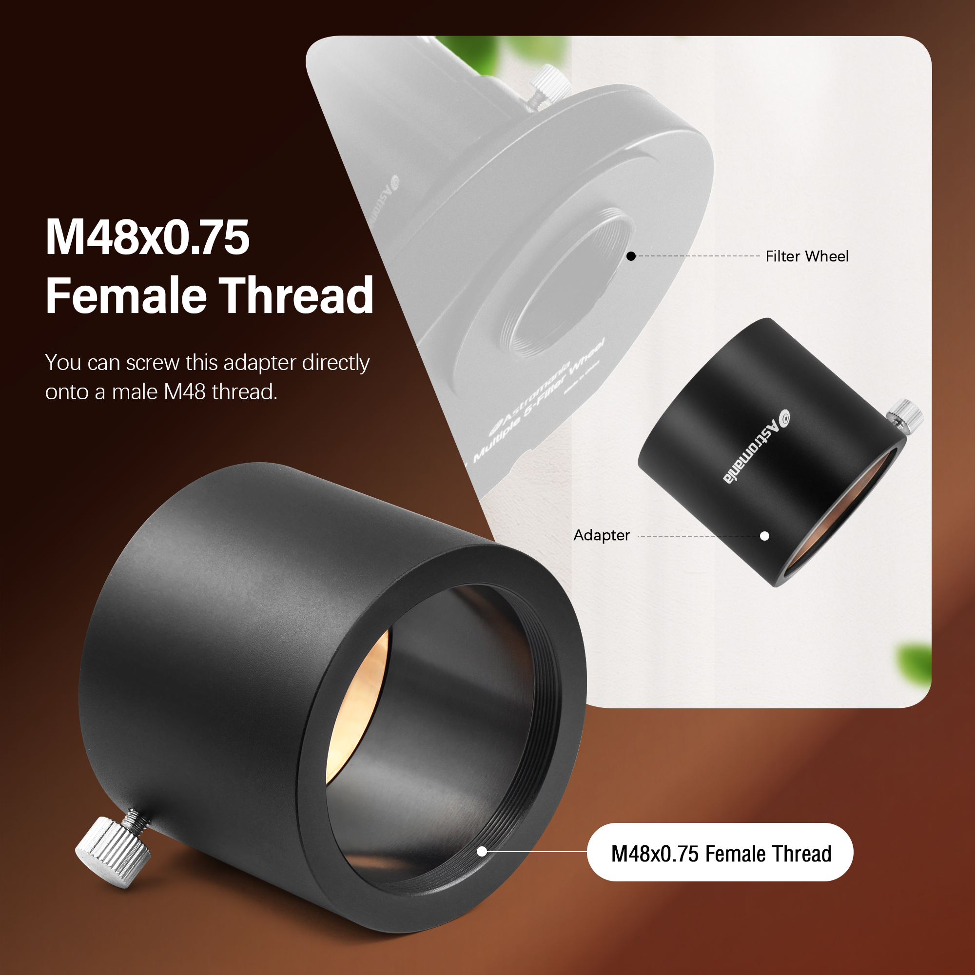 Astromania M48X0.75 Female Thread to 2" Adapter - Lets You Easily Adapt from an M48 Thread to a 2" Barrel