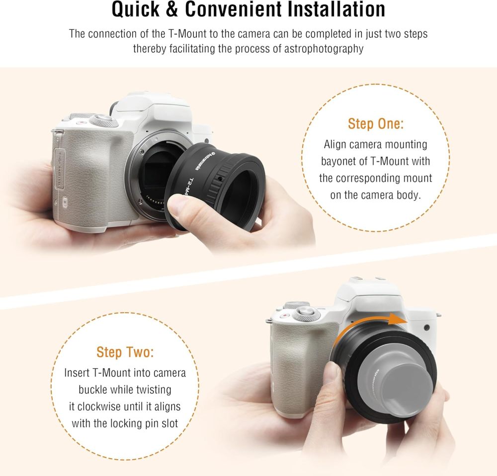 Astromania T T2 Mount for O-lympus Pana-sonic M4 / 3 Cameras - Compatible with O-lympus EP1, EP2, EPL1, Pana-sonic DMC-G1, DMC-GH1, DMC-GF1 Camera Bod