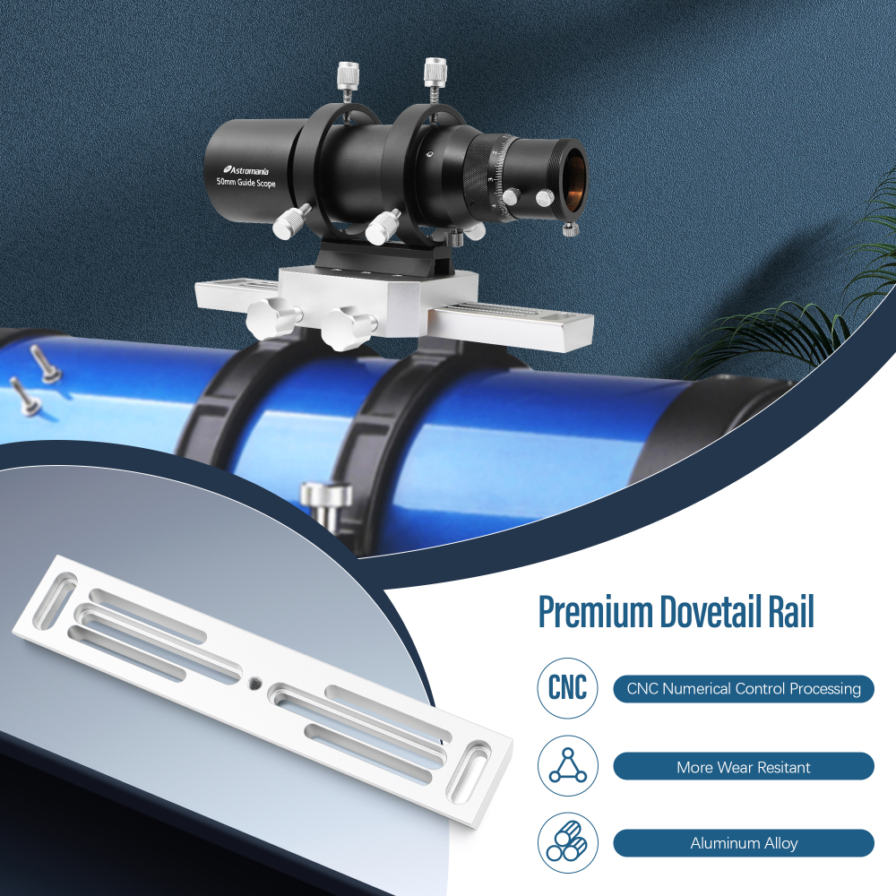 Astromania DeLuxe Dovetail Plate Dovetail Rail with 228 mm length - Vixen Style - you can easily balance the telescope by shifting