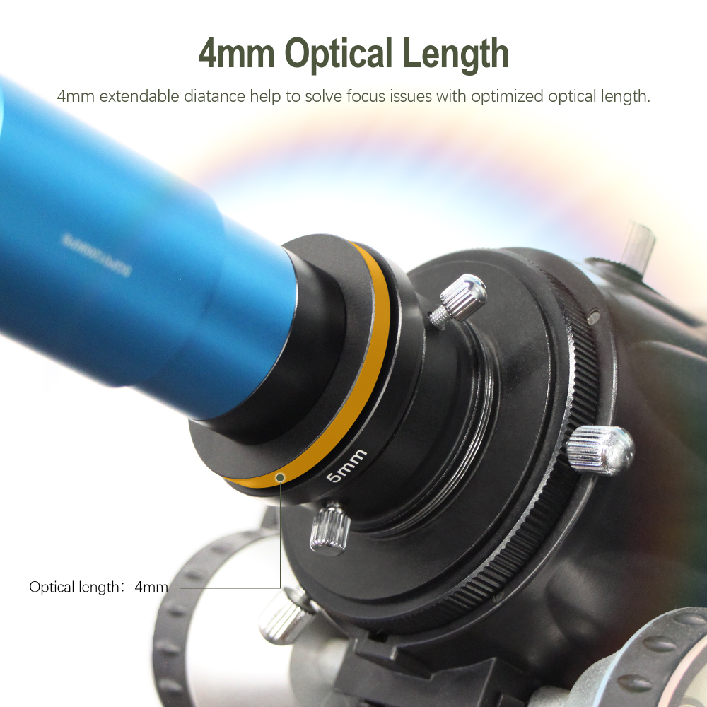 Astromania T2 female thread to C-mount camera adapter,4mm-can easily convert T2 mount port or T2 mount microscope trinocular phototube to C-mount type