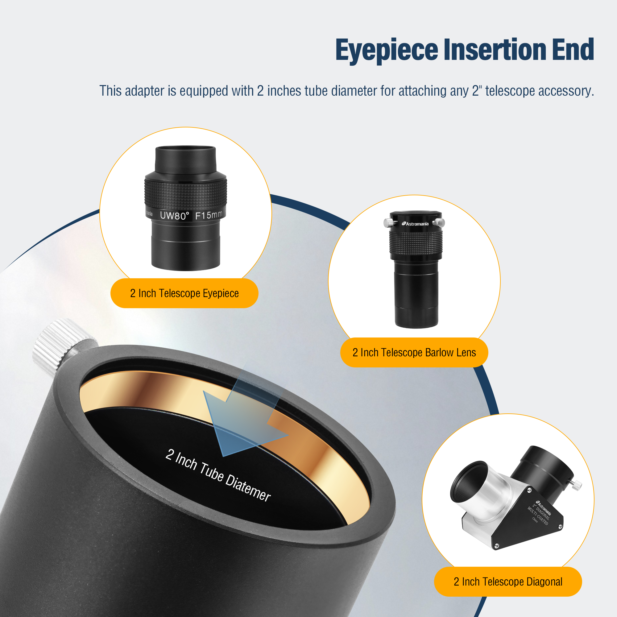 Astromania 2" SCT Adapter - The 2" Adapter for Your Schmidt Cassegrain Telescope - Allows You to use 2" Accessories