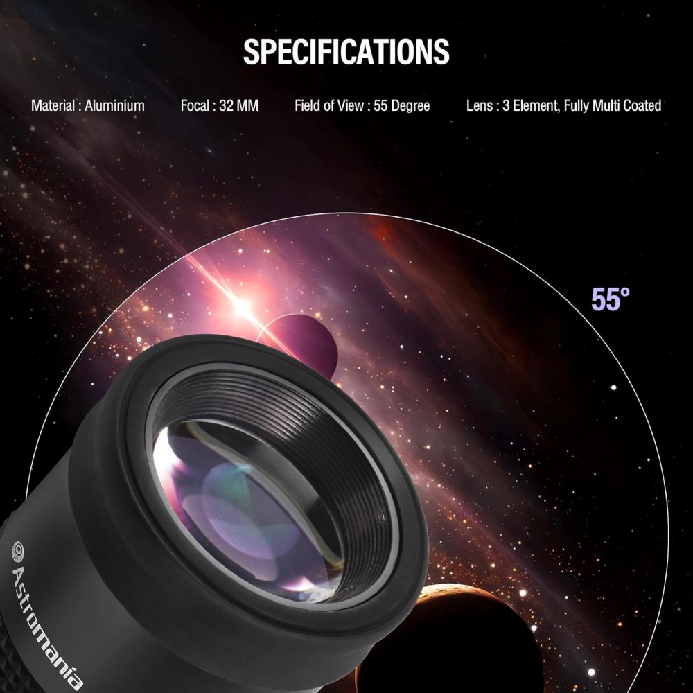 Astromania 2" Kellner FMC 55-Degree eyepiece - 32mm - wide field eyepices with comfortable viewing position
