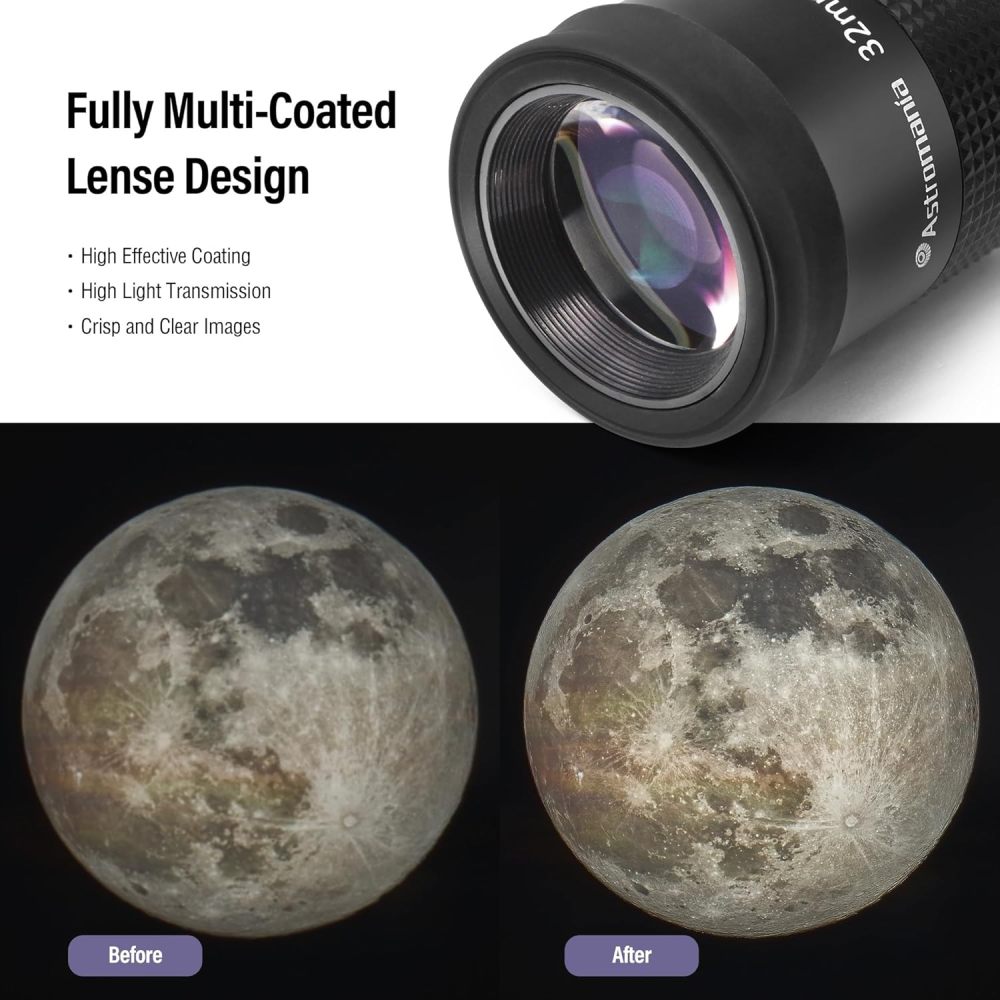 Astromania 2" Kellner FMC 55-Degree eyepiece - 32mm - wide field eyepices with comfortable viewing position