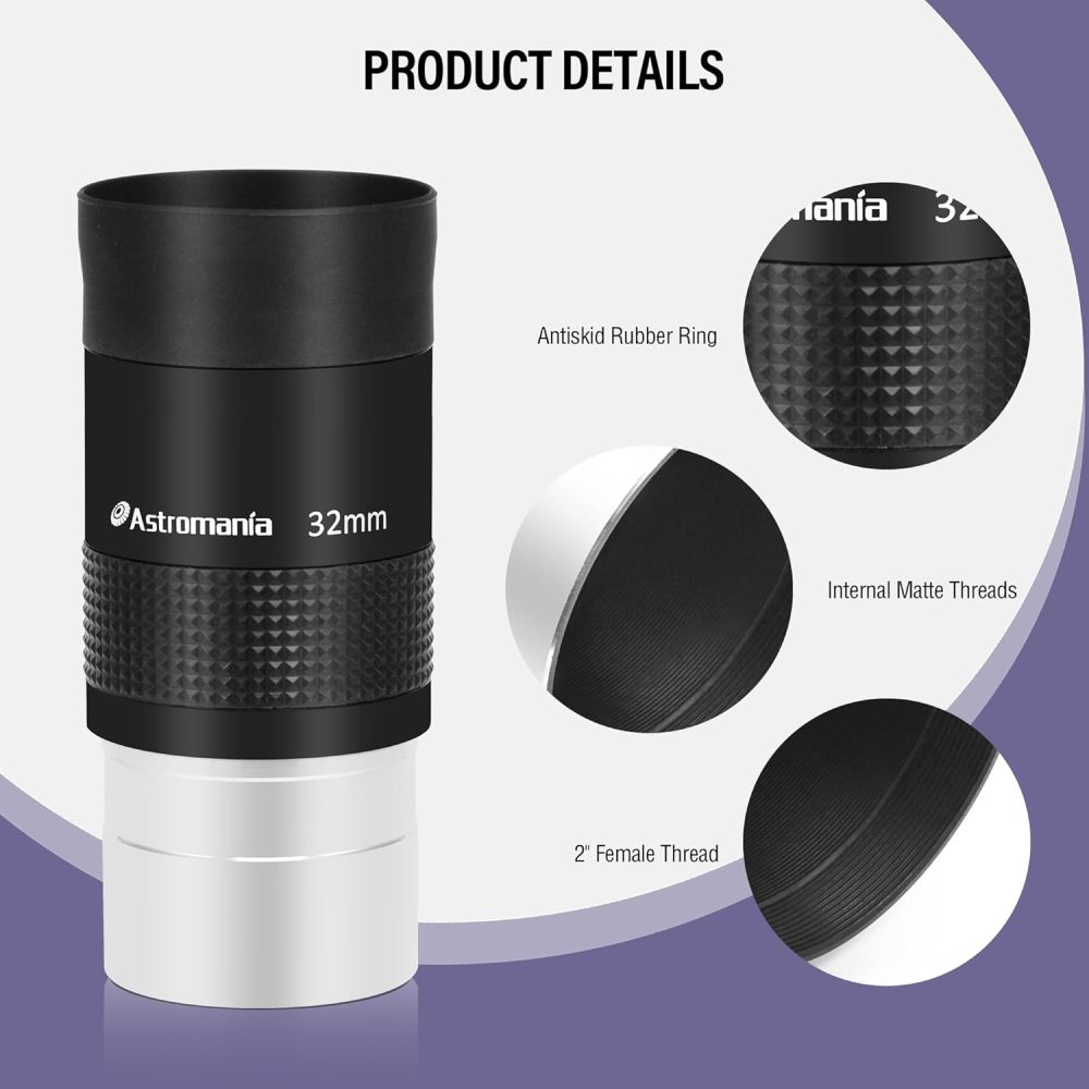 Astromania 2" Kellner FMC 55-Degree eyepiece - 32mm - wide field eyepices with comfortable viewing position