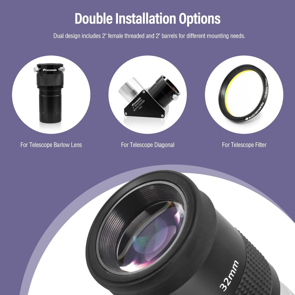 Astromania 2" Kellner FMC 55-Degree eyepiece - 32mm - wide field eyepices with comfortable viewing position