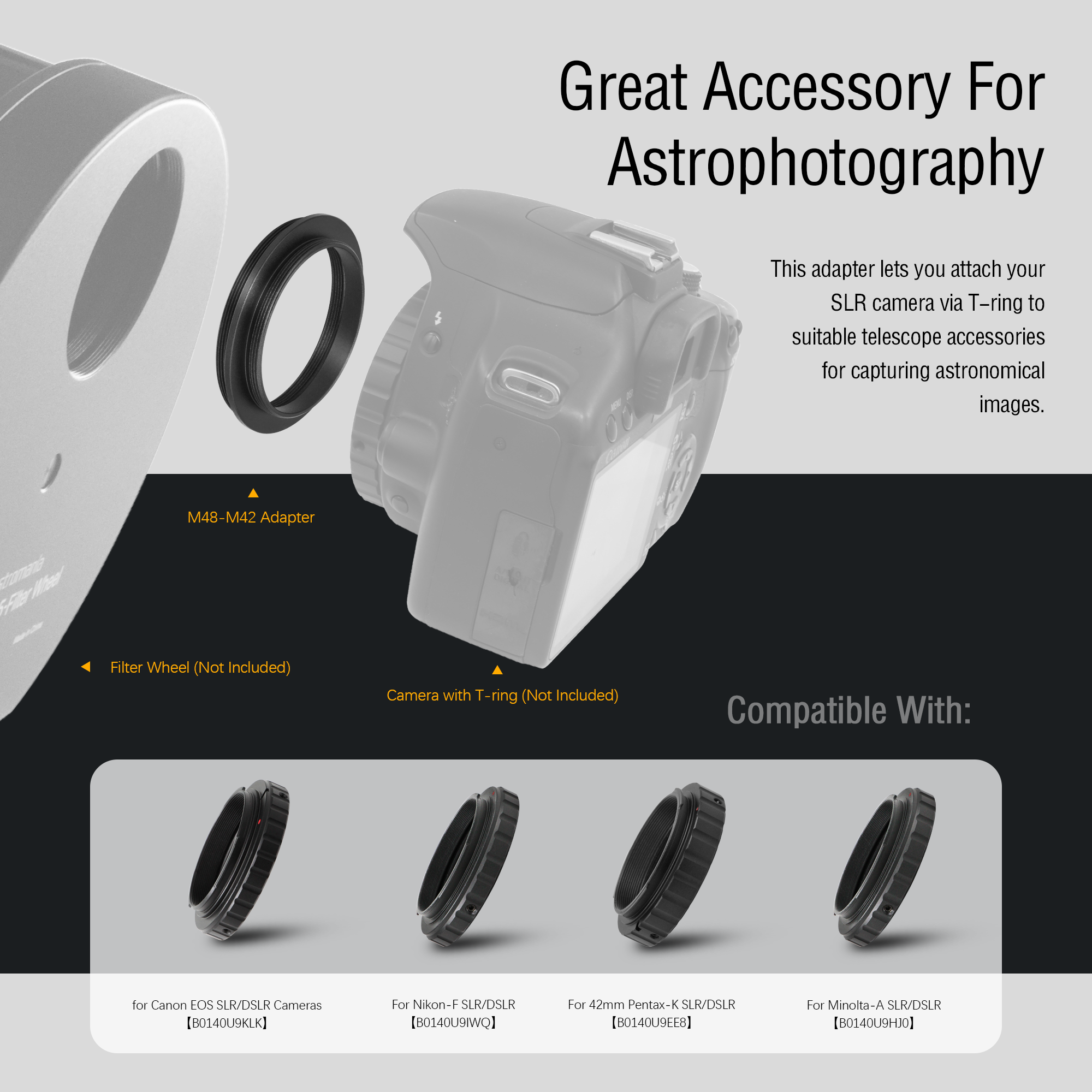 Astromania M48X0.75 Male to M42X0.75 Male Telescope Adapter
