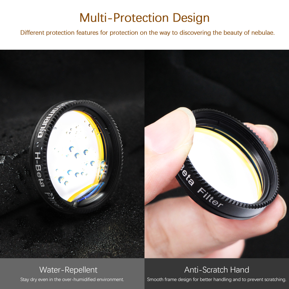 Astromania Telescope Filter, 1.25 inch Multi-Narrowband Galaxy Nebula H-Beta Filter for Astronomy Telescope, Metal Frame Telescope Accessories Light Pollution Filter