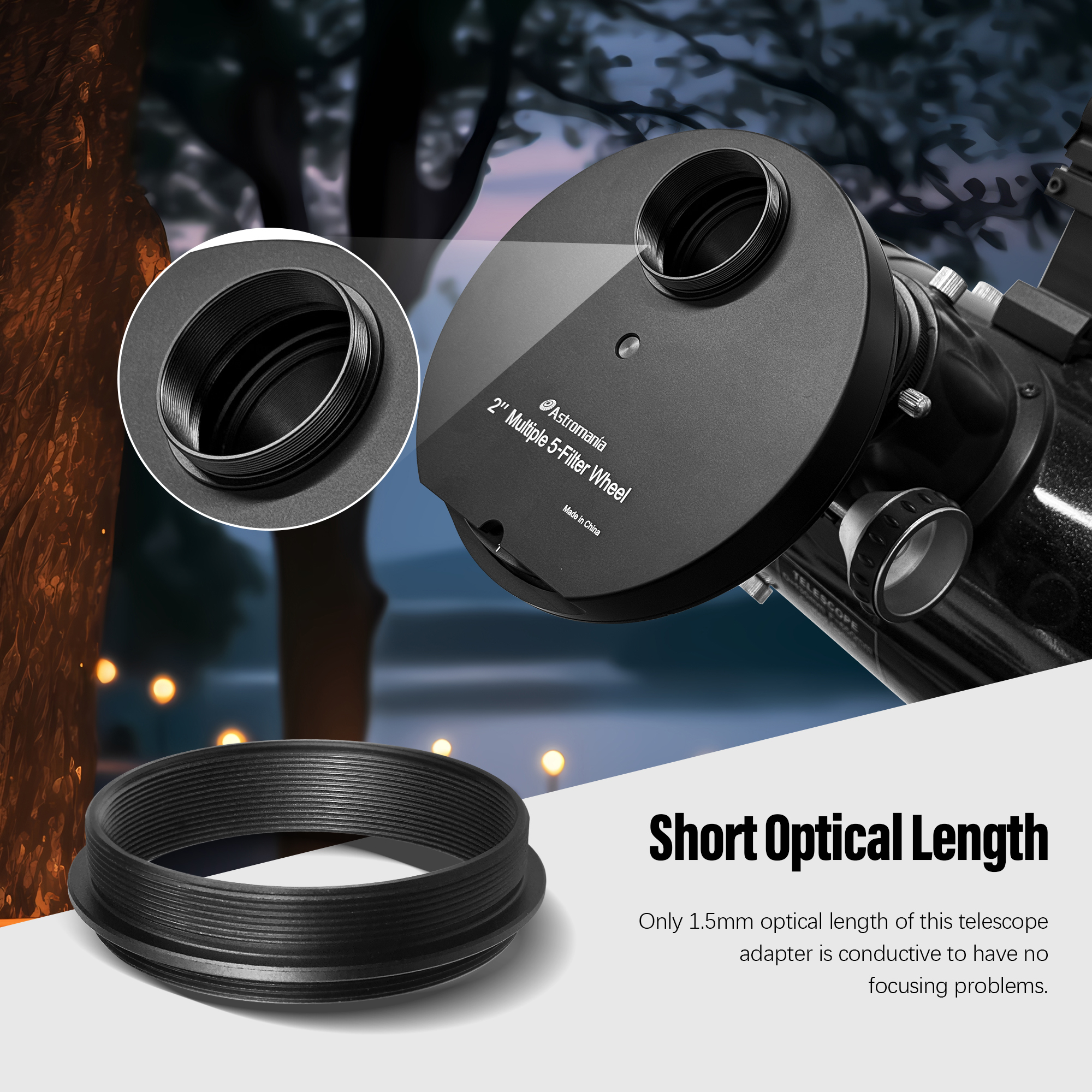 Astromania M48X0.75 Male to M48X0.75 Male Thread Telescope Adapter